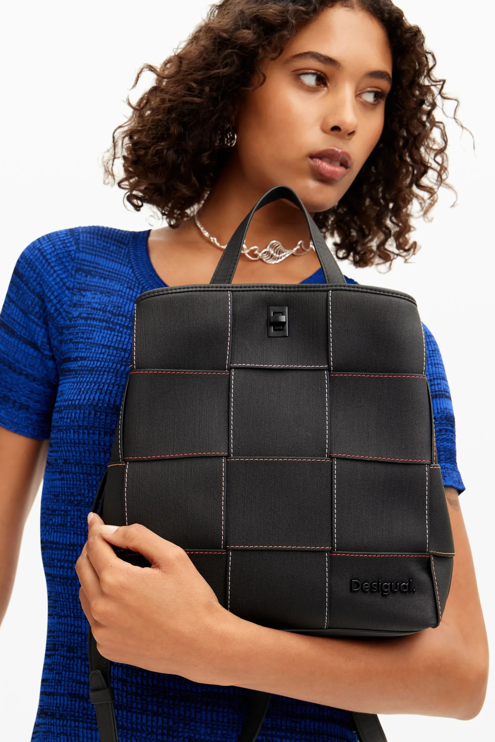 Mochilas|Mochilas<Desigual Mochila S trançada pespontos