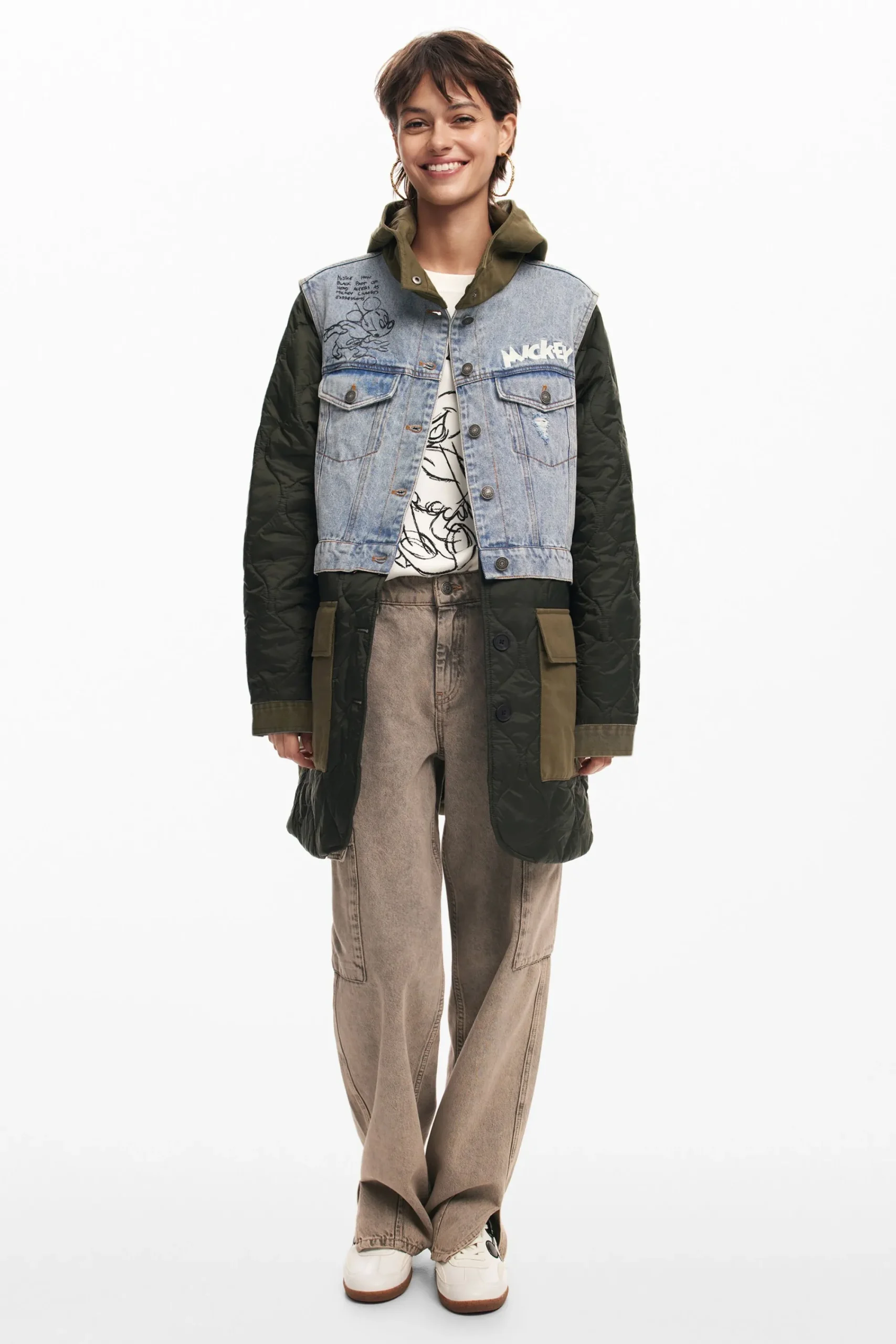 Casacões E Casacos<Desigual Parka híbrida com capuz Mickey
