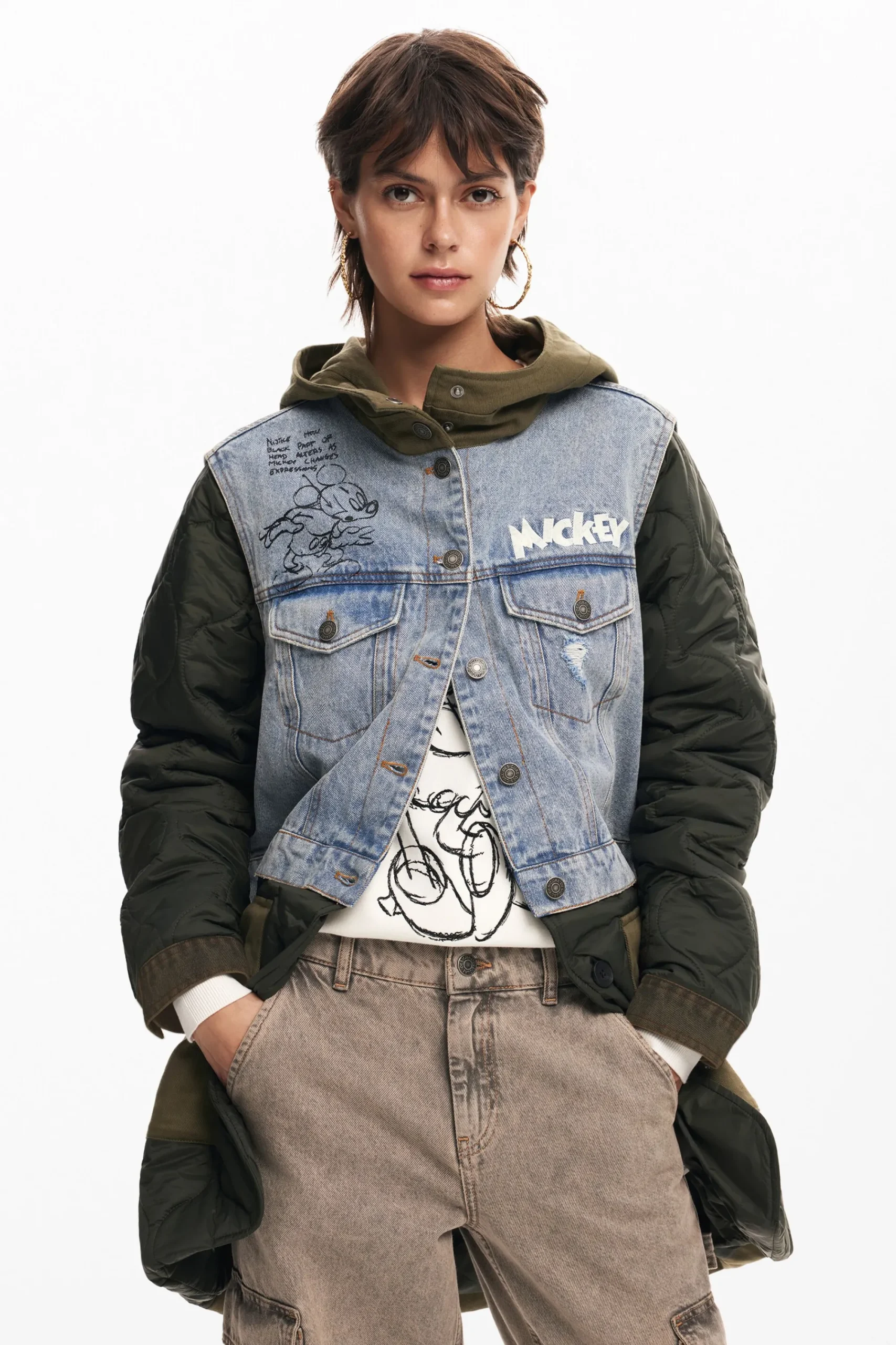 Casacões E Casacos<Desigual Parka híbrida com capuz Mickey