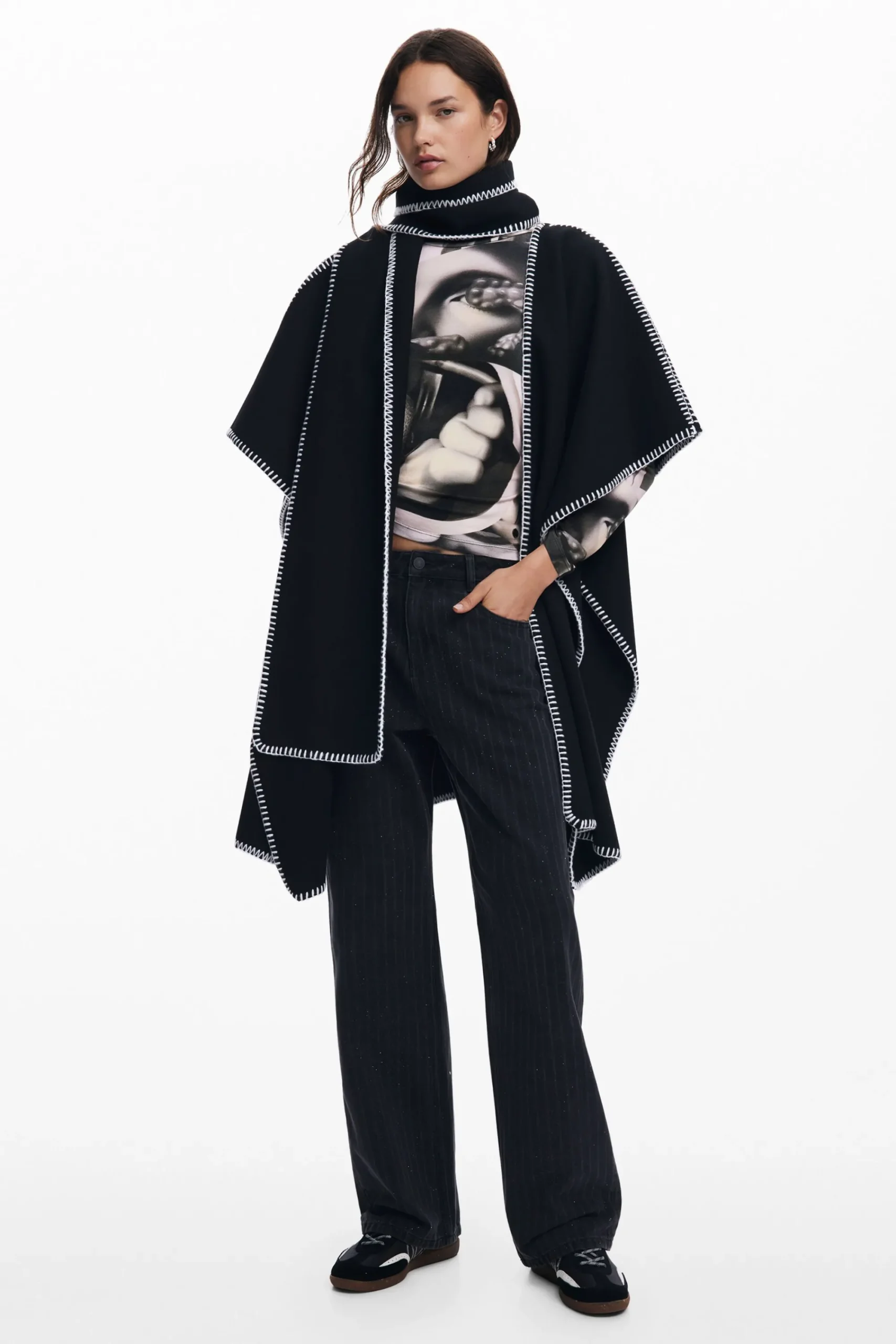Écharpes E Cachecóis|Ponchos<Desigual Poncho com cachecol