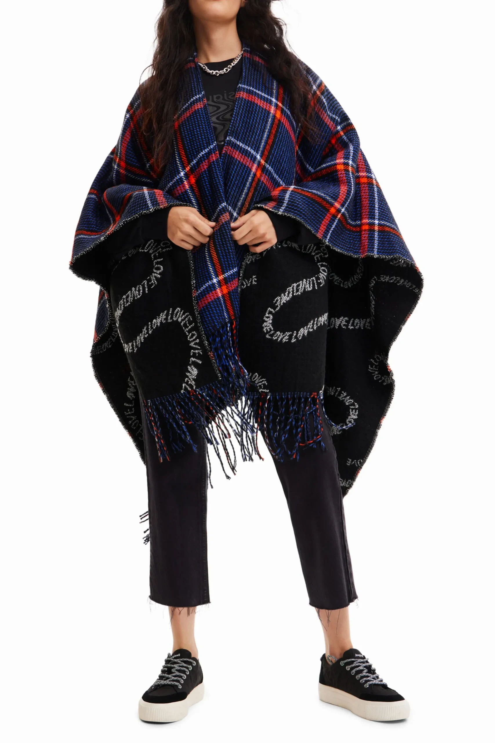Écharpes E Cachecóis|Ponchos<Desigual Poncho reversível xadrez