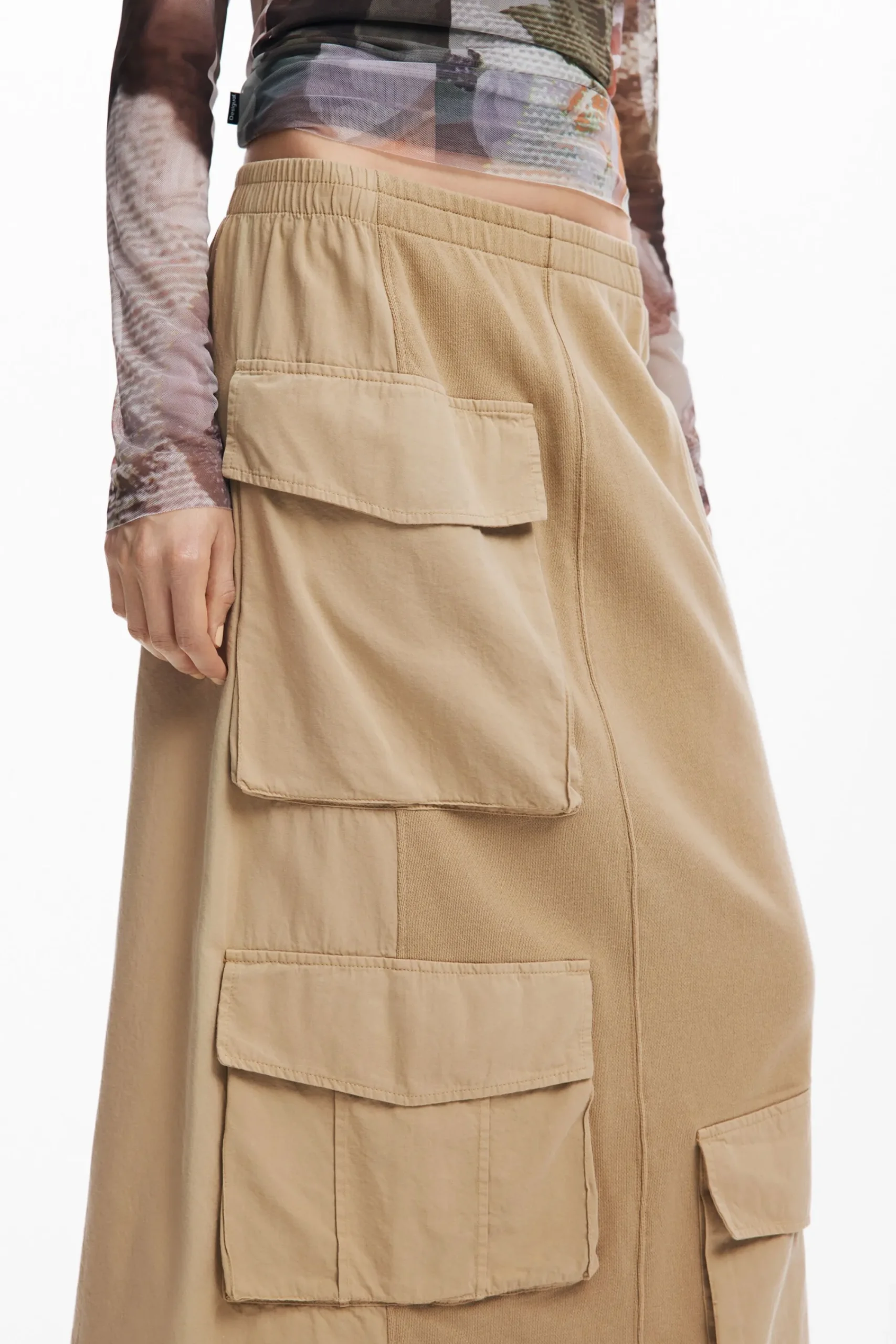 Saias E Shorts<Desigual Saia longa cargo ponto