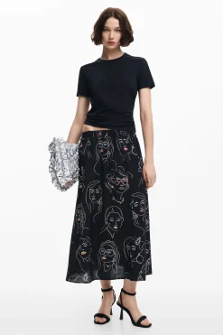 Saias E Shorts<Desigual Saia longa de caras