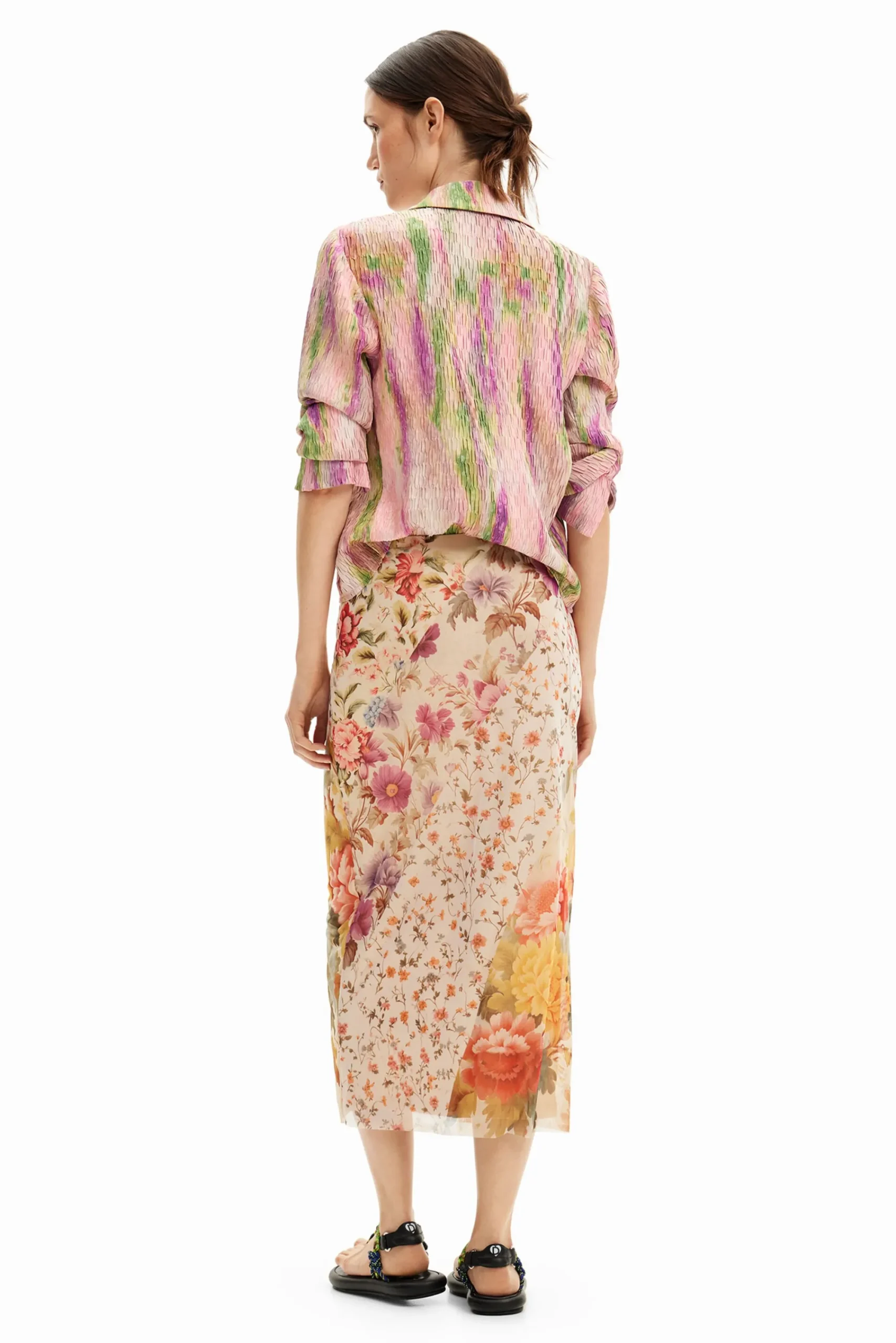 Saias E Shorts<Desigual Saia midi com patch floral