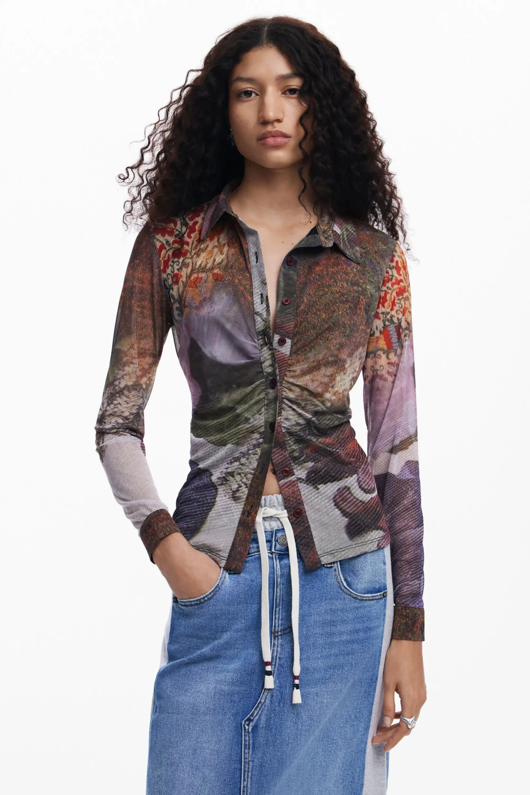 Saias E Shorts<Desigual Saia midi denim híbrida