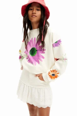 Malhas E Sweatshirts<Desigual Sweatshirt oversize margaridas