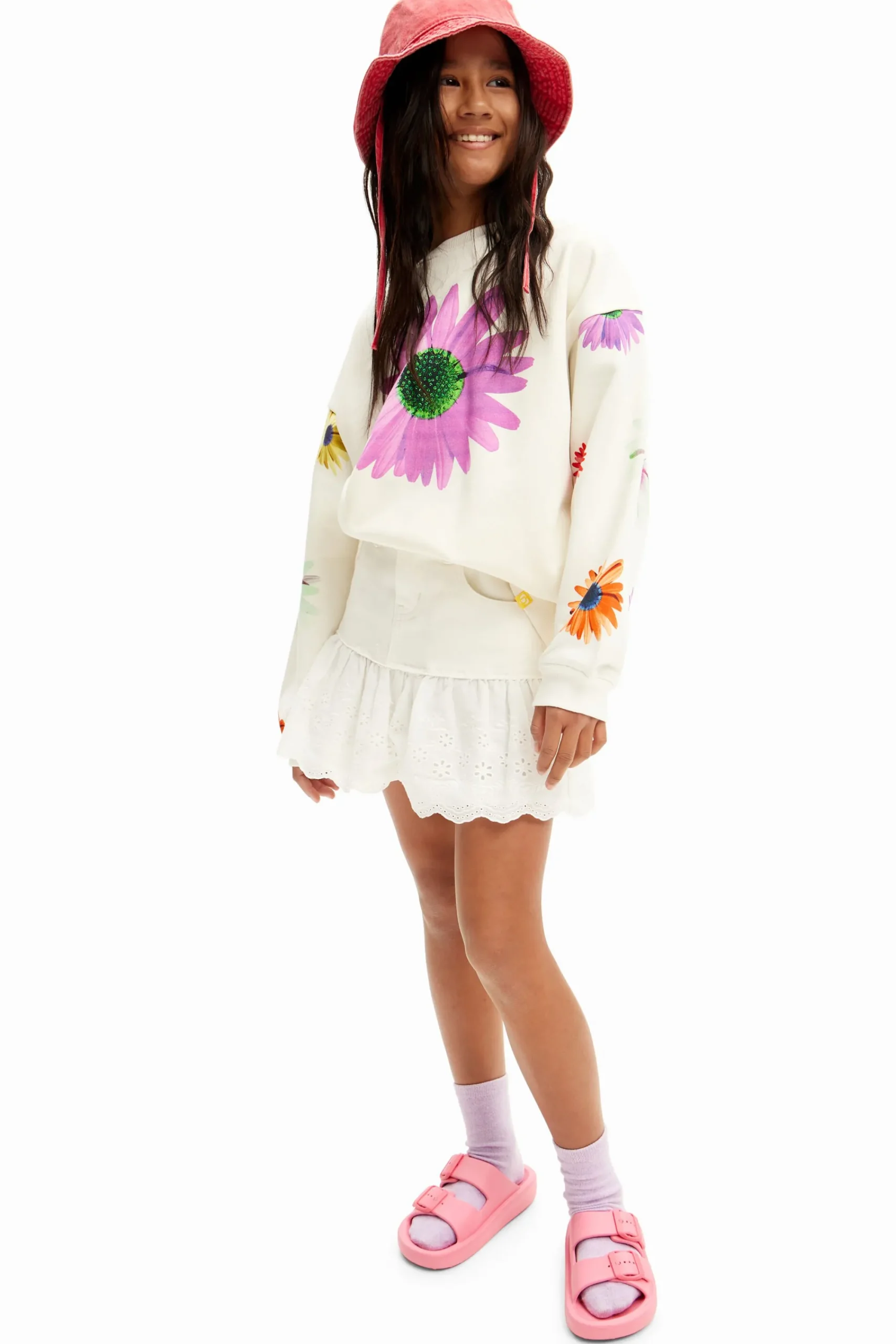 Malhas E Sweatshirts<Desigual Sweatshirt oversize margaridas