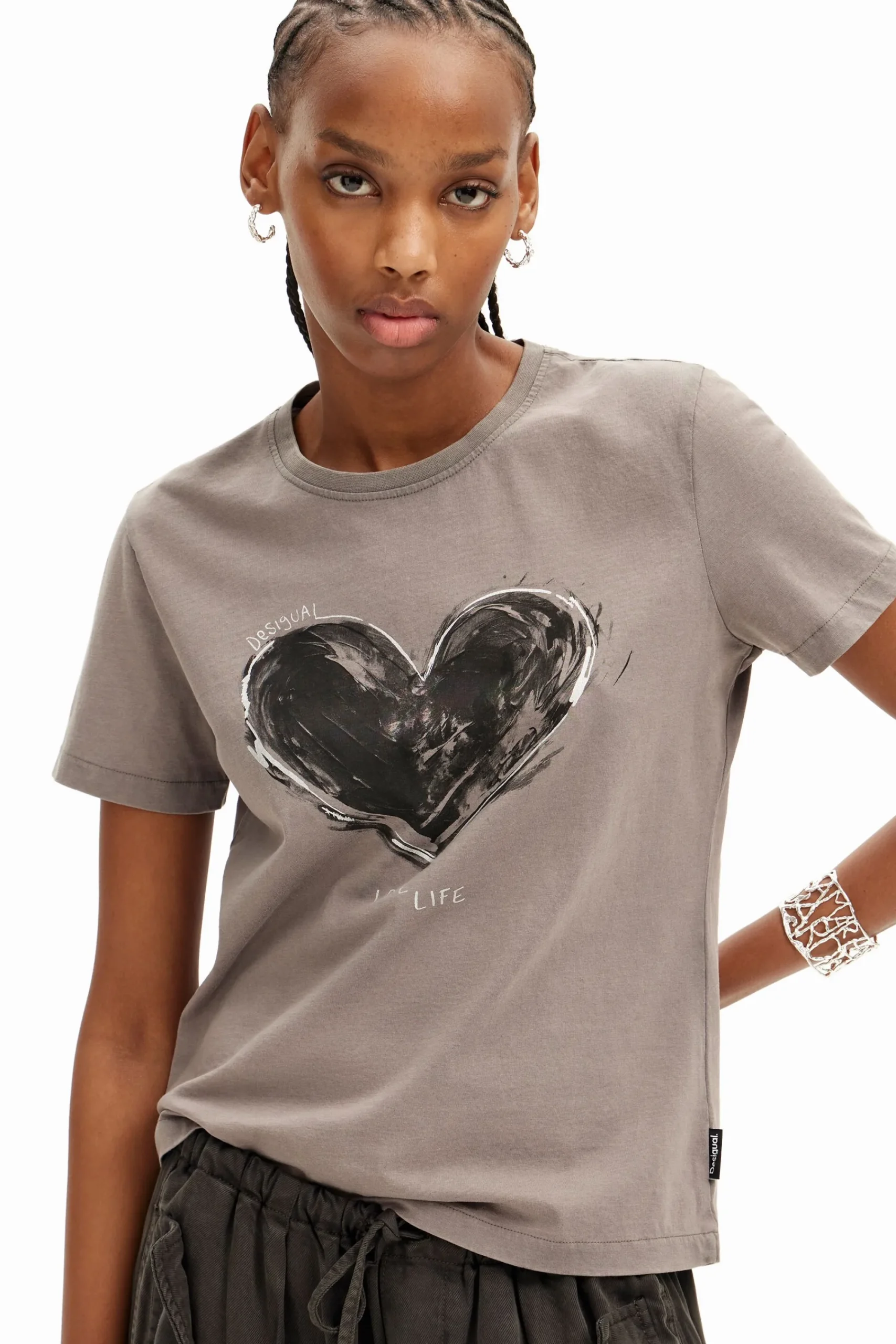 Camisas E Blusas|T-shirts<Desigual T-shirt básica coração