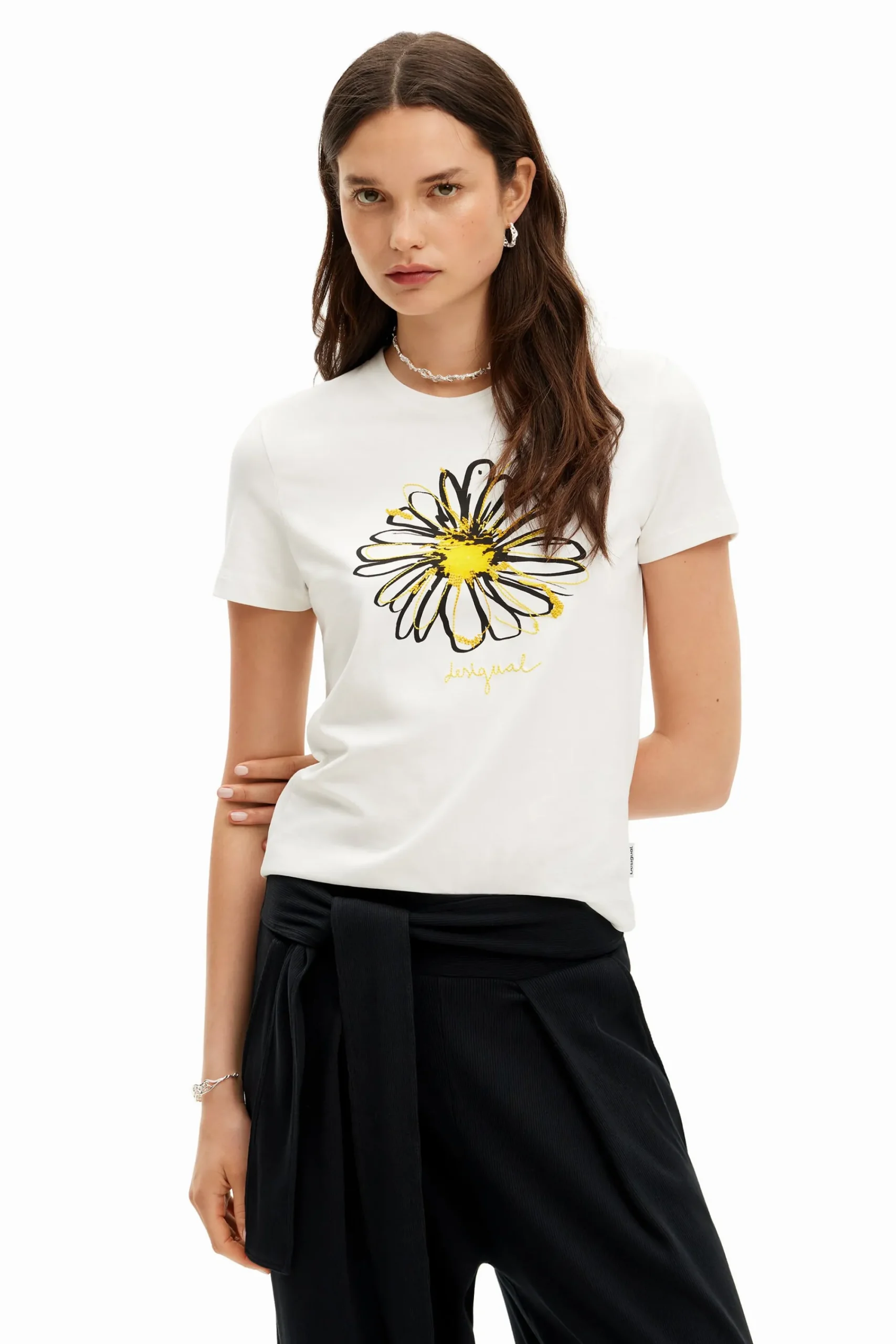 Camisas E Blusas|T-shirts<Desigual T-shirt ilustração margarida