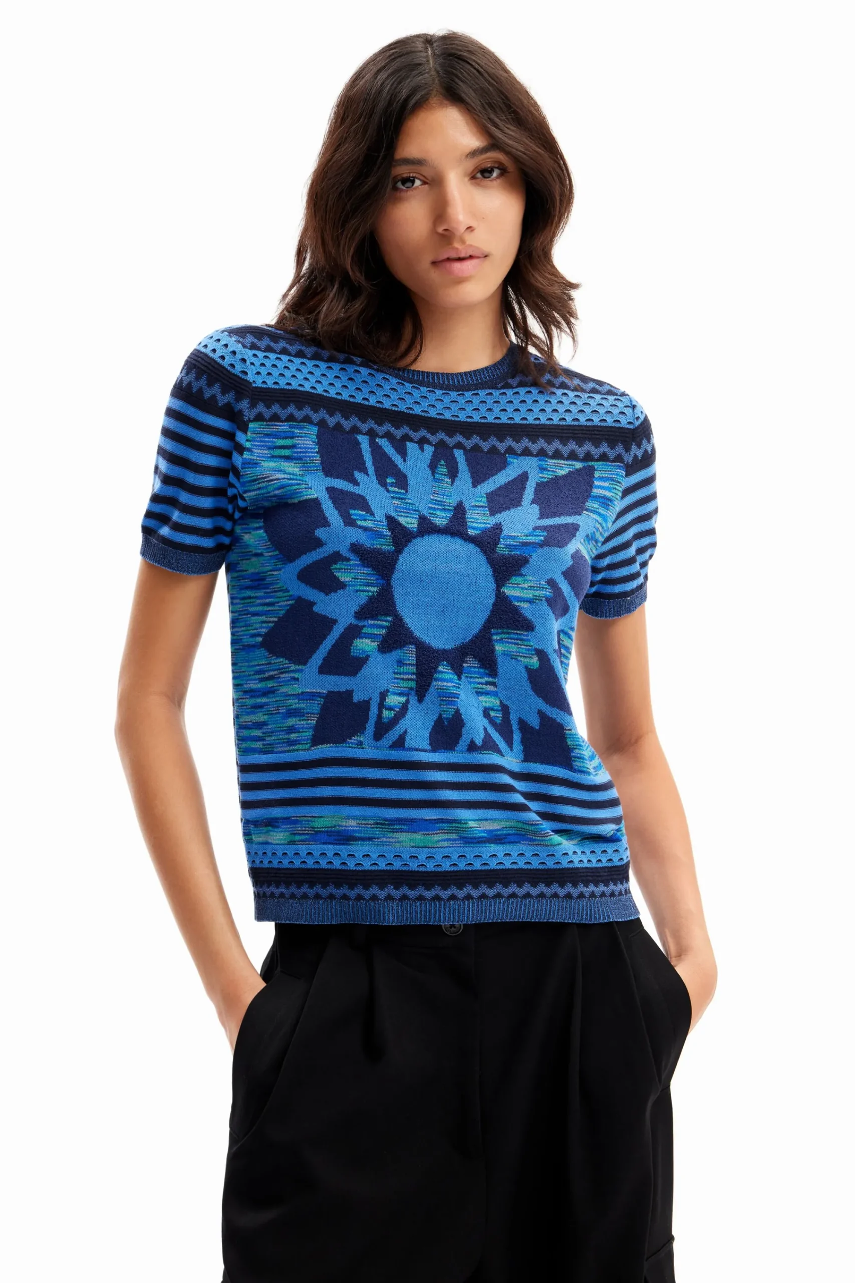 Camisas E Blusas|T-shirts<Desigual T-shirt malha flor