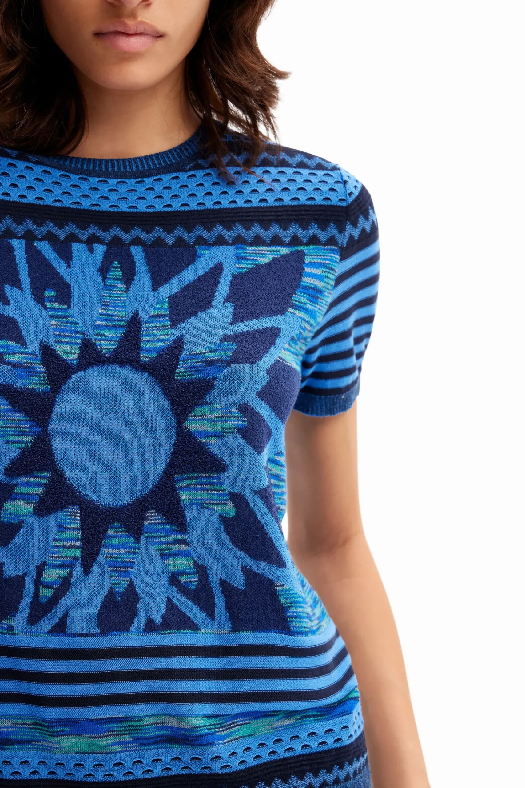 Camisas E Blusas|T-shirts<Desigual T-shirt malha flor