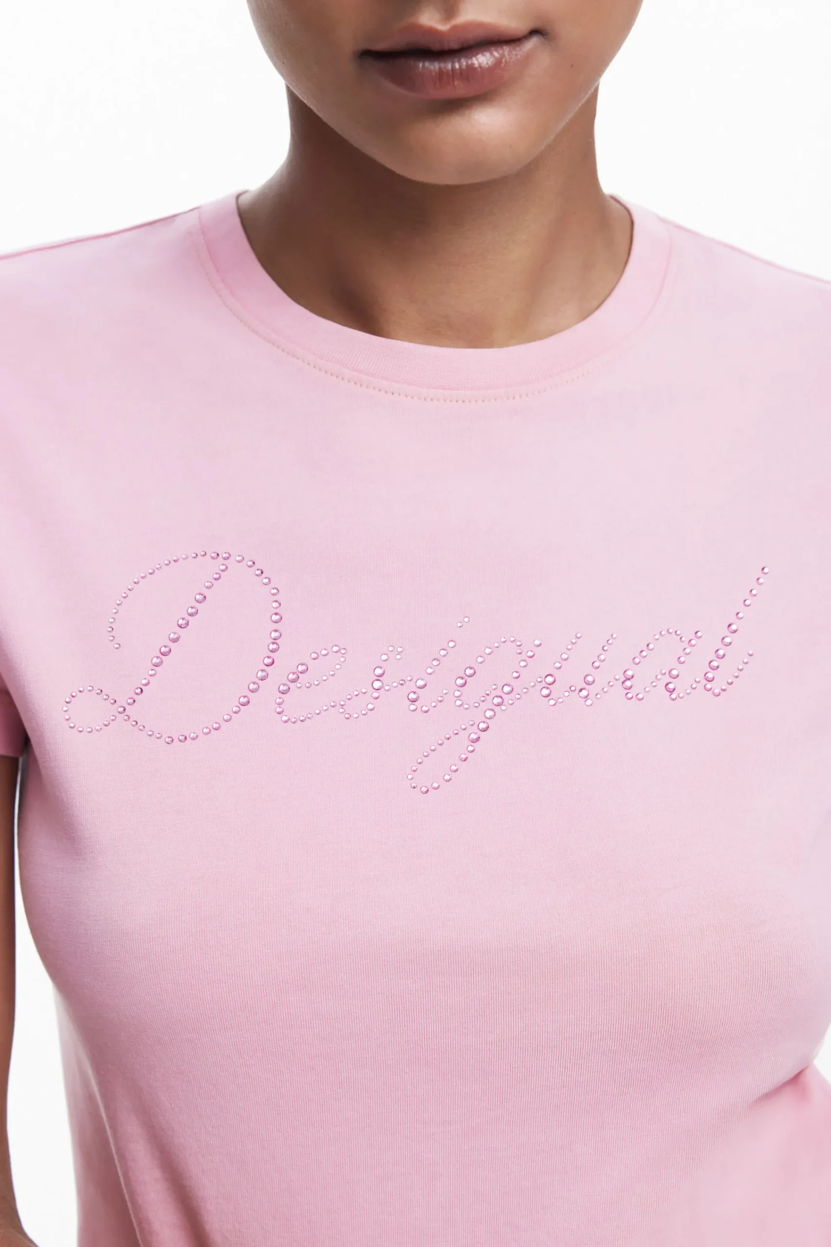 Camisas E Blusas|T-shirts<Desigual T-shirt slim strass