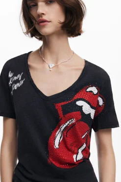 Camisas E Blusas|T-shirts<Desigual T-shirt strass The Rolling Stones