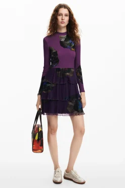 Vestidos E Macacões<Desigual Vestido com babados e flores
