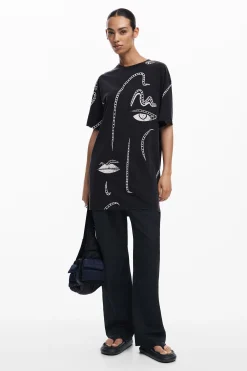 Vestidos E Macacões<Desigual Vestido com ilustrações