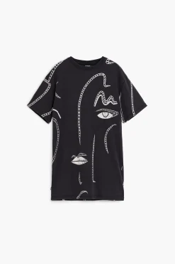 Vestidos E Macacões<Desigual Vestido com ilustrações