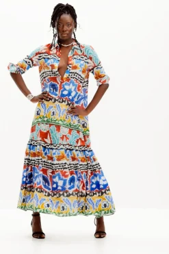 Vestidos E Macacões<Desigual Vestido comprido camiseiro étnico Stella Jean