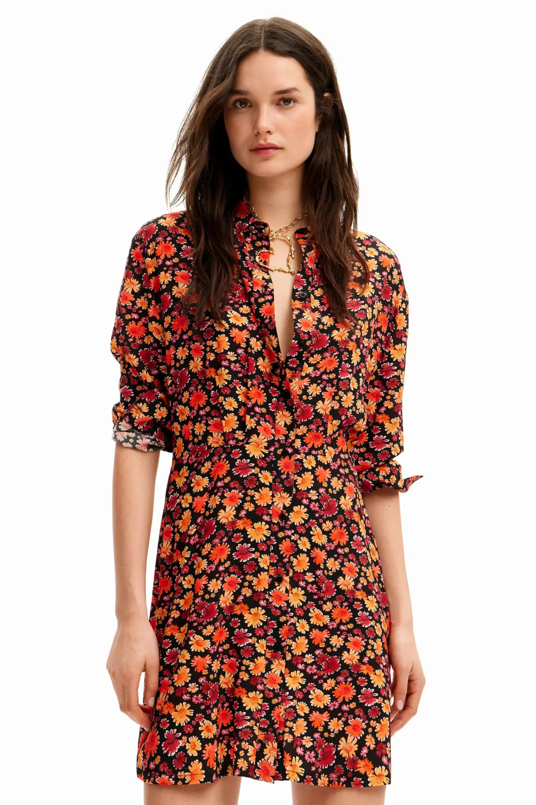 Vestidos E Macacões<Desigual Vestido curto camiseiro flores