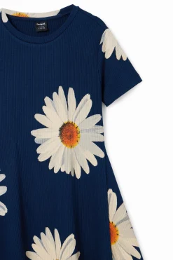 Vestidos<Desigual Vestido curto canelado margaridas