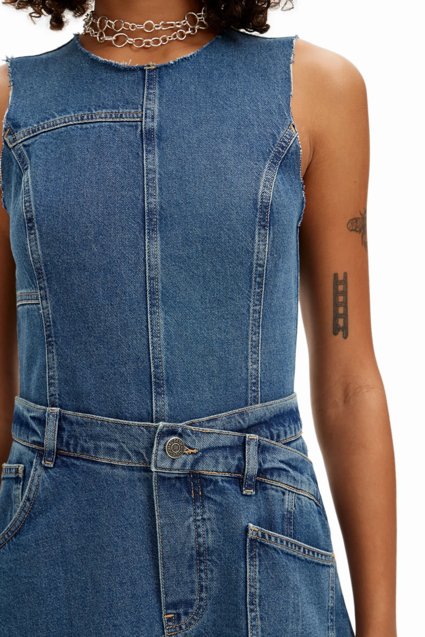 Vestidos E Macacões<Desigual Vestido de ganga sem mangas e cintura ajustável.