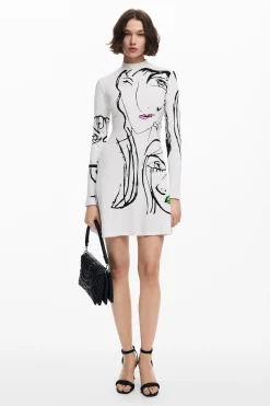 Vestidos E Macacões<Desigual Vestido estampado de rostos