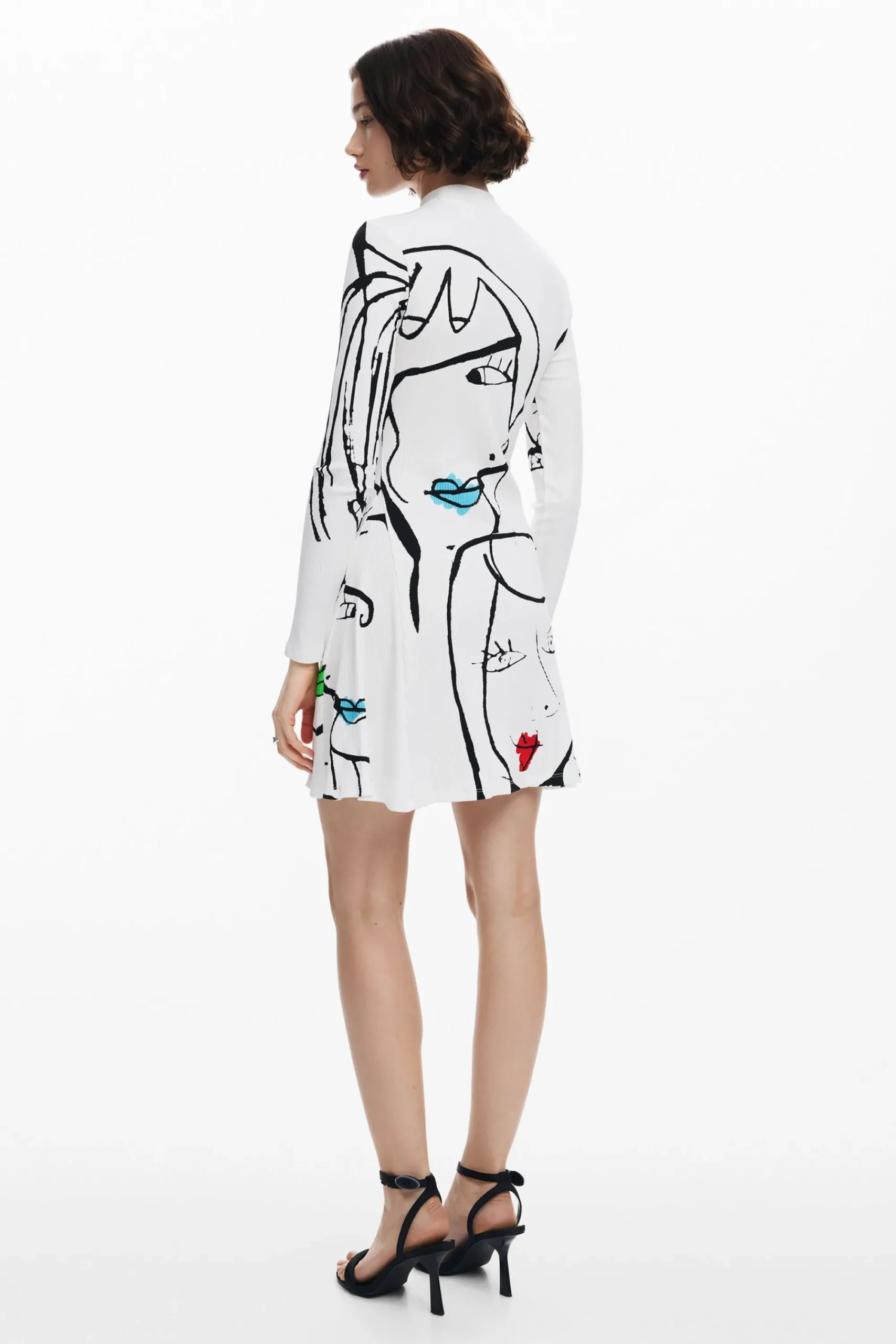 Vestidos E Macacões<Desigual Vestido estampado de rostos