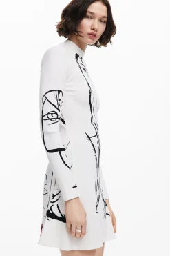 Vestidos E Macacões<Desigual Vestido estampado de rostos