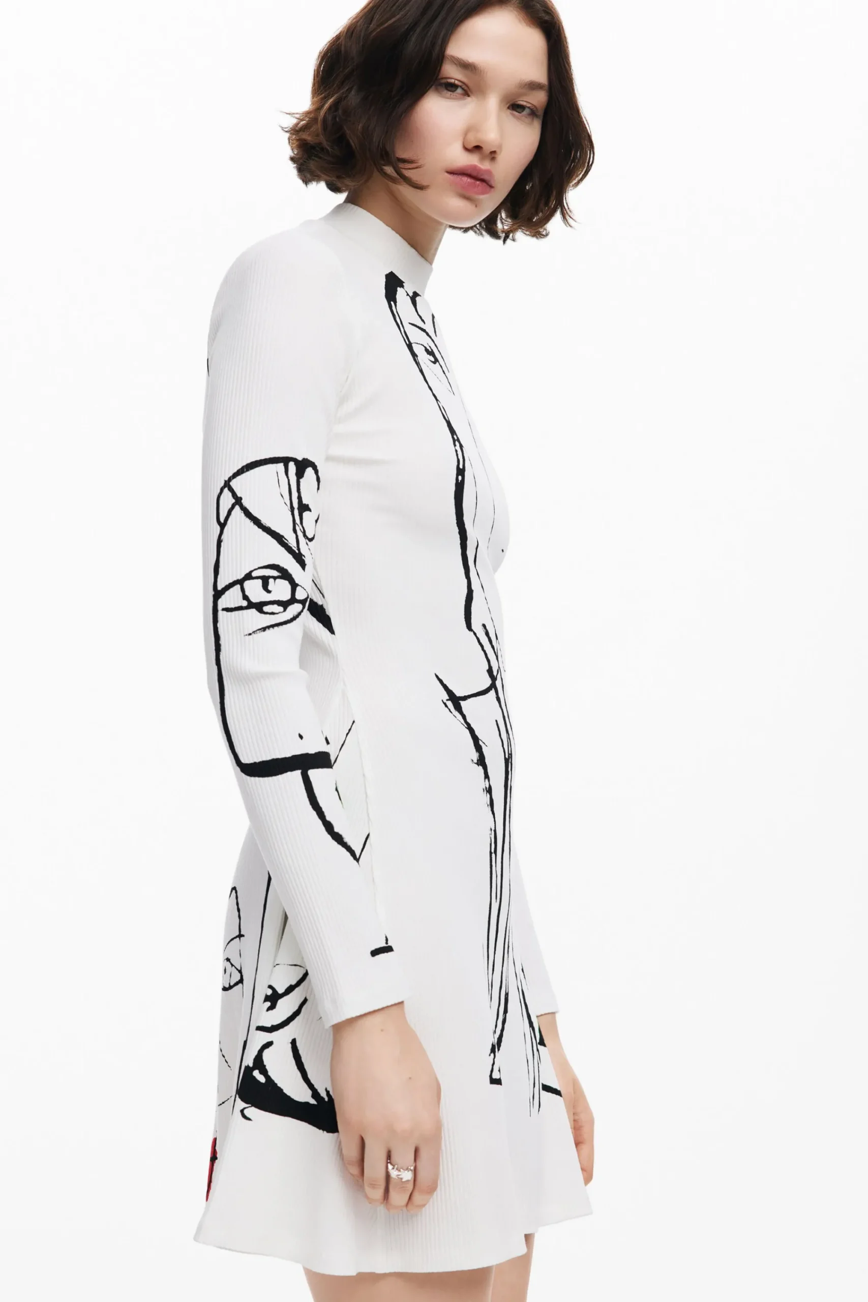 Vestidos E Macacões<Desigual Vestido estampado de rostos