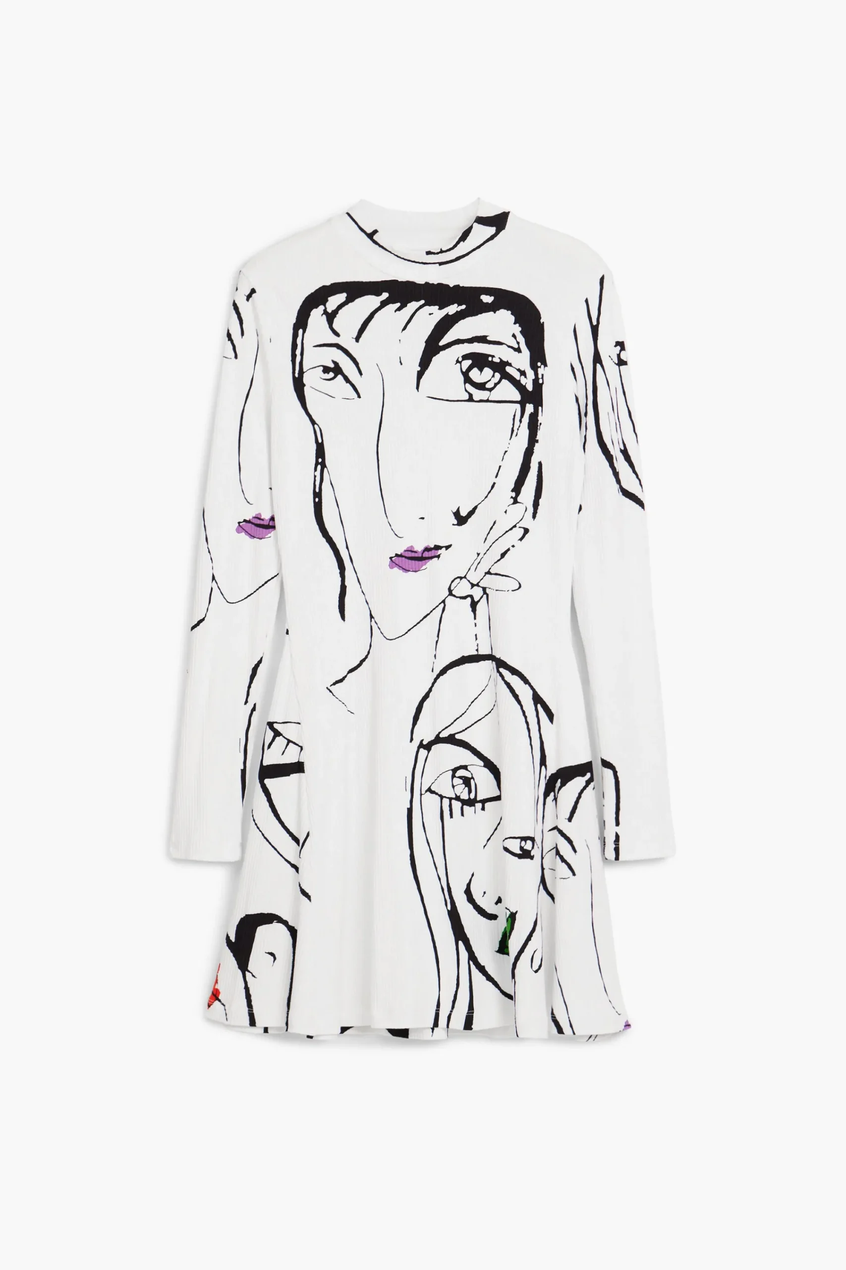 Vestidos E Macacões<Desigual Vestido estampado de rostos