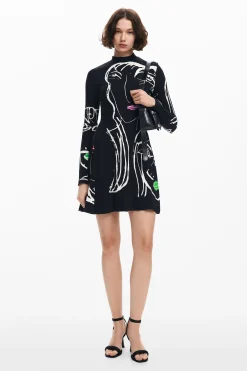 Vestidos E Macacões<Desigual Vestido estampado de rostos