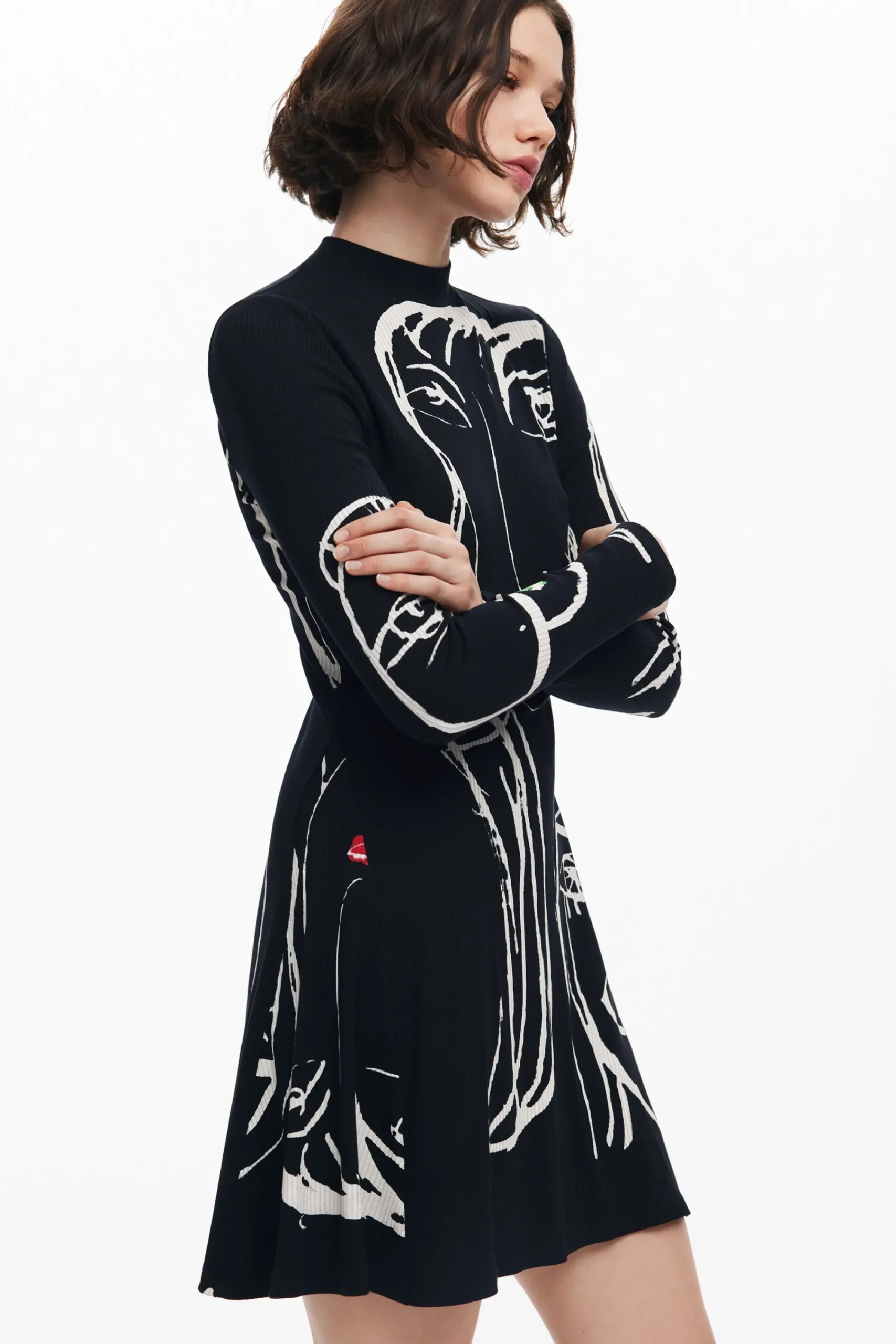 Vestidos E Macacões<Desigual Vestido estampado de rostos