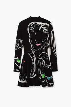 Vestidos E Macacões<Desigual Vestido estampado de rostos