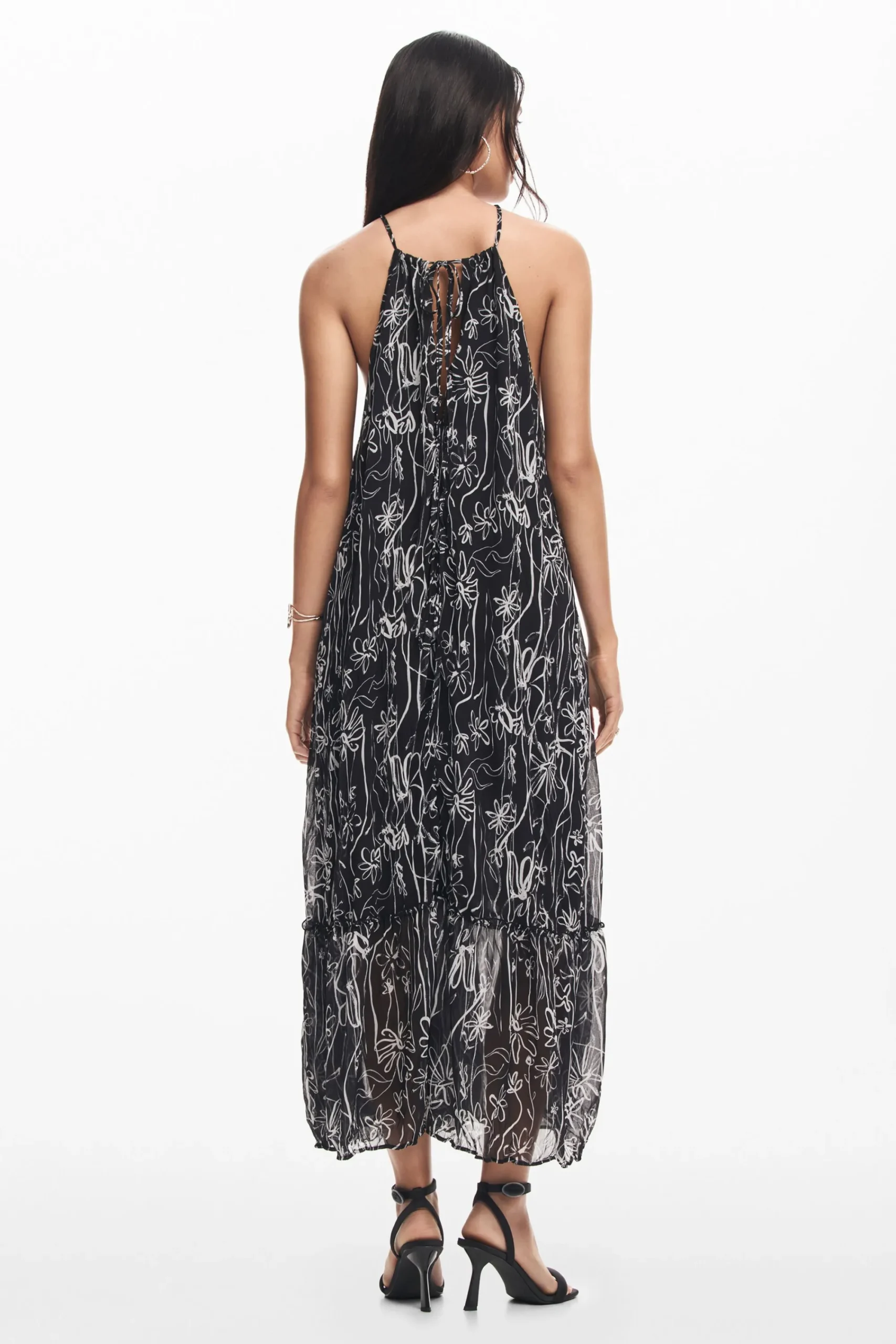 Vestidos E Macacões<Desigual Vestido halter com ilustrações de flores