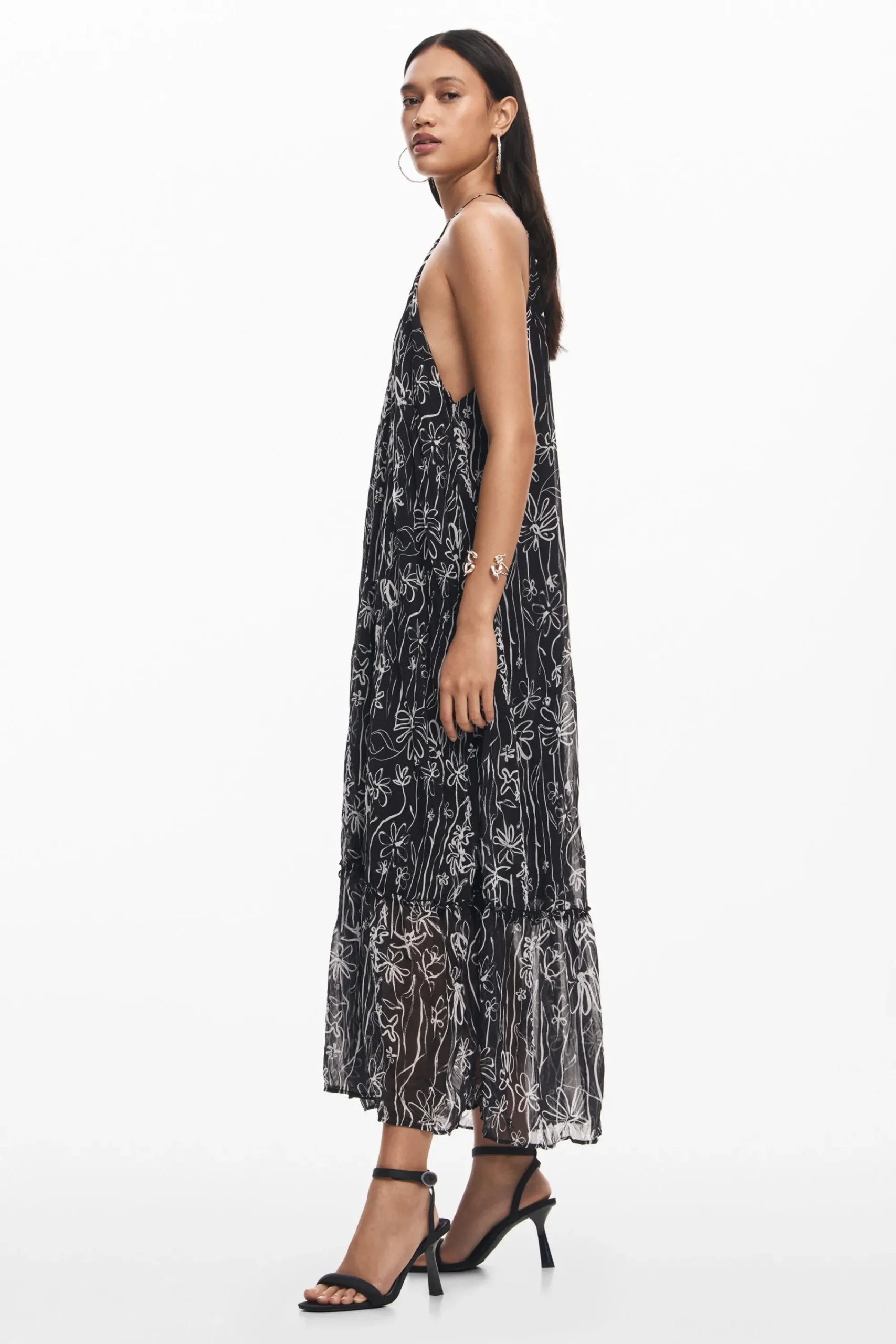 Vestidos E Macacões<Desigual Vestido halter com ilustrações de flores