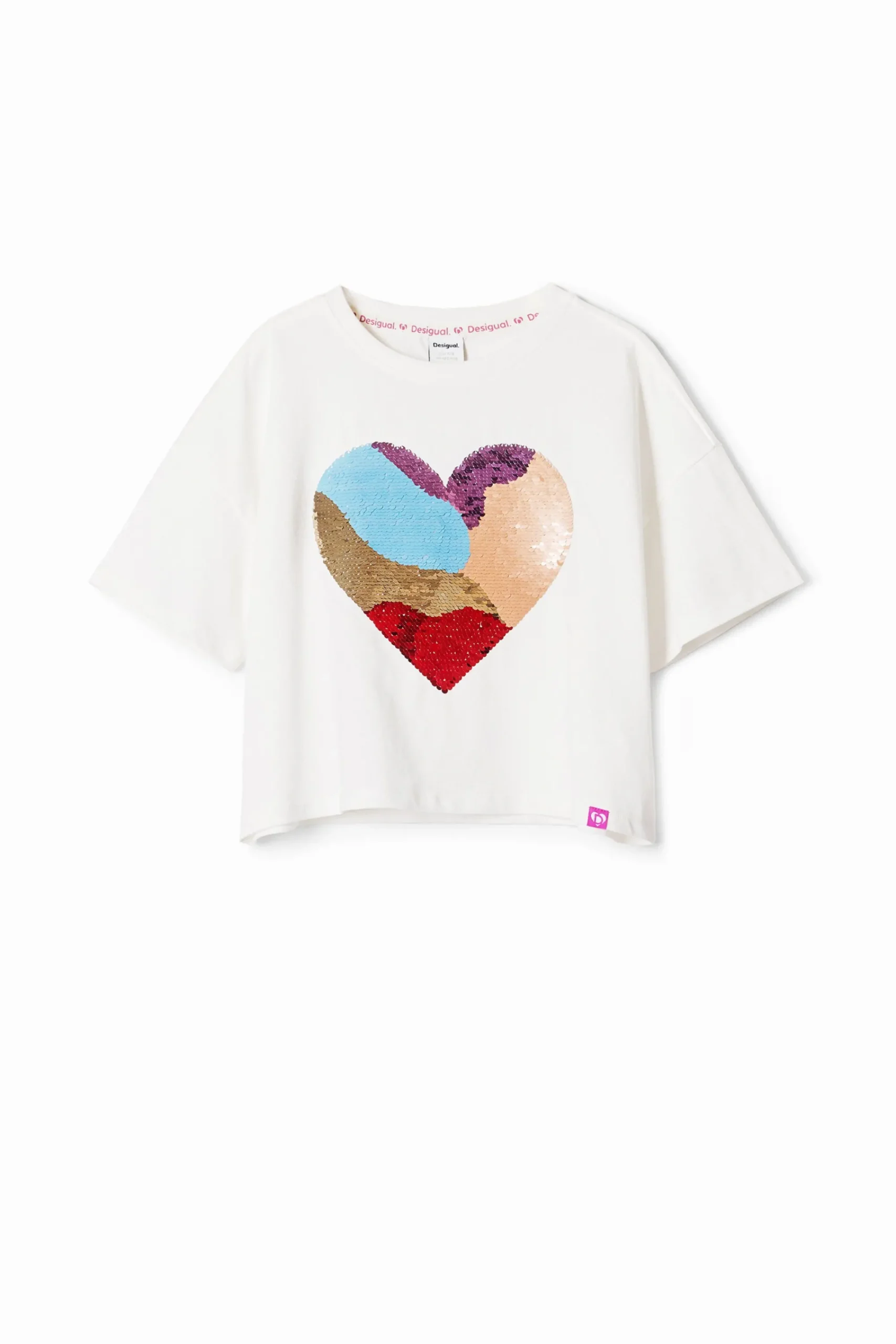 T-shirts E Camisas<Desigual Vestido listrado coração