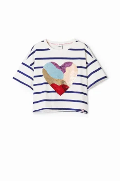 T-shirts E Camisas<Desigual Vestido listrado coração