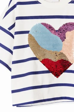 T-shirts E Camisas<Desigual Vestido listrado coração