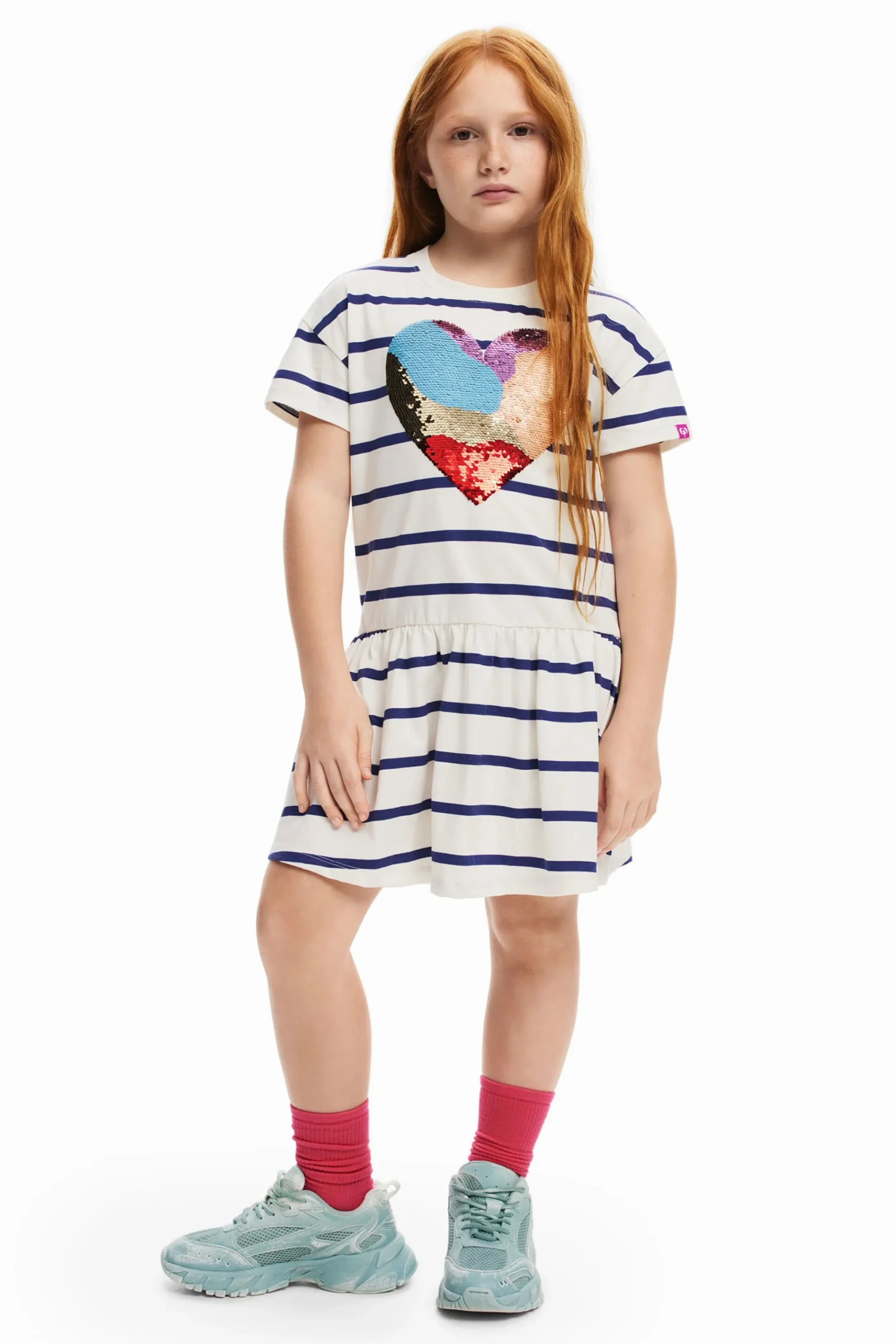 Vestidos<Desigual Vestido listrado coração