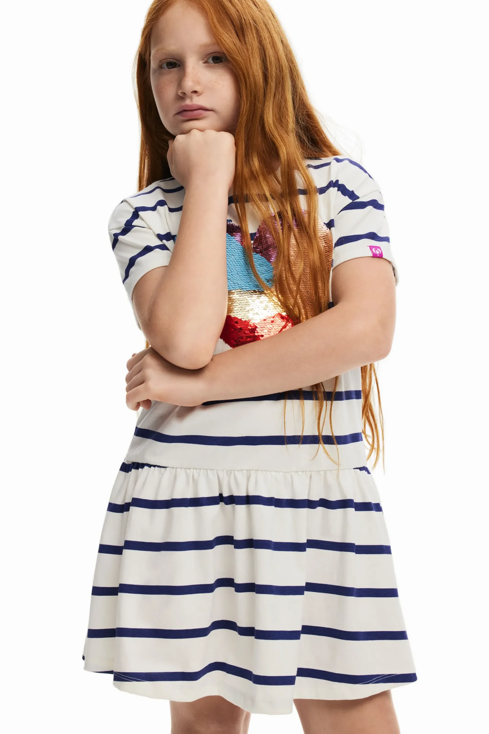 Vestidos<Desigual Vestido listrado coração