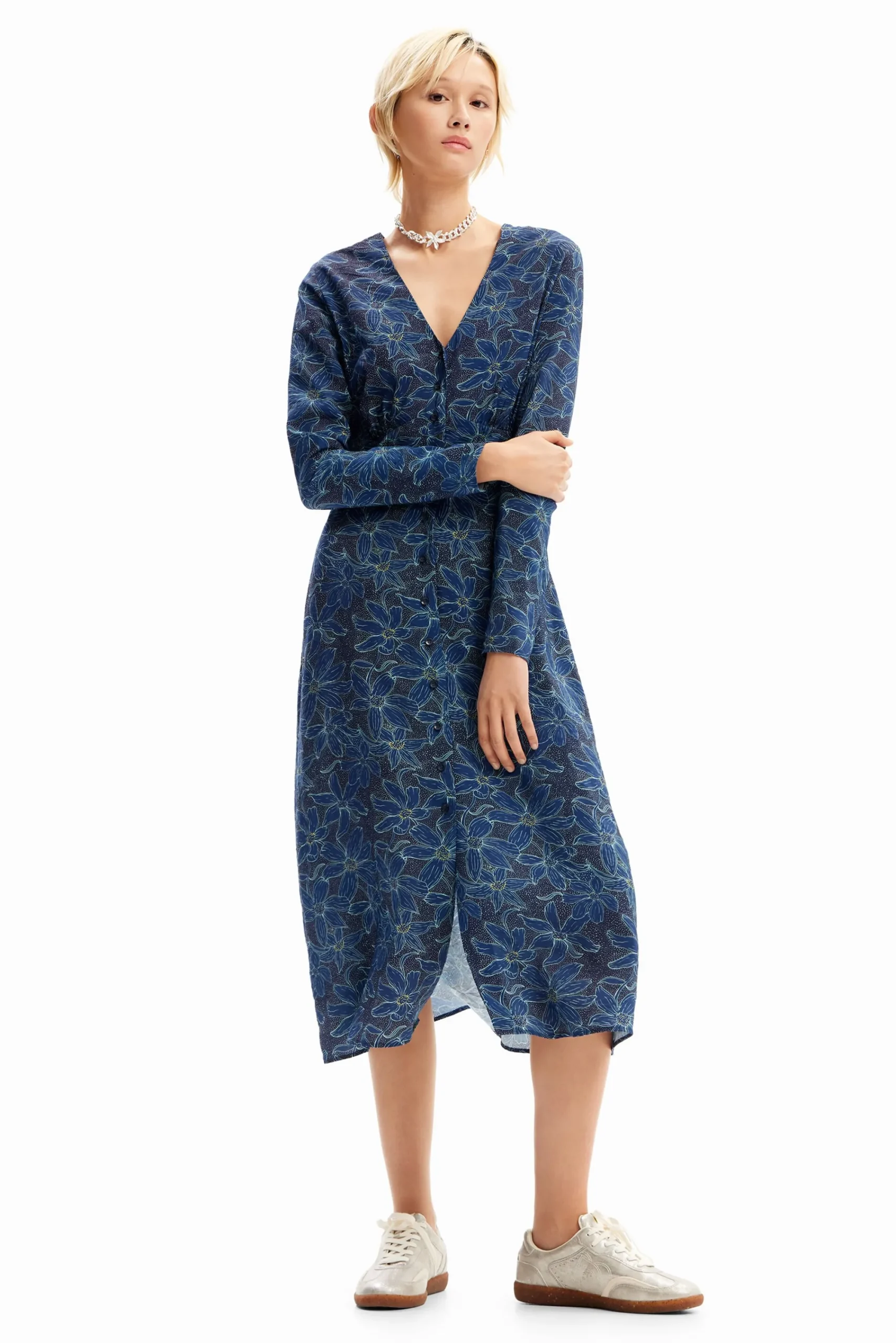 Vestidos E Macacões<Desigual Vestido midi camiseiro flores