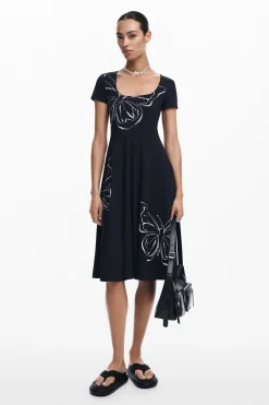 Vestidos E Macacões<Desigual Vestido midi com borboletas