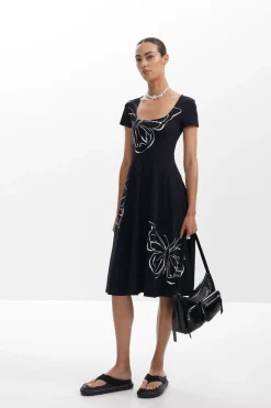 Vestidos E Macacões<Desigual Vestido midi com borboletas
