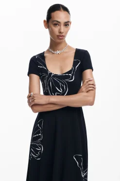Vestidos E Macacões<Desigual Vestido midi com borboletas
