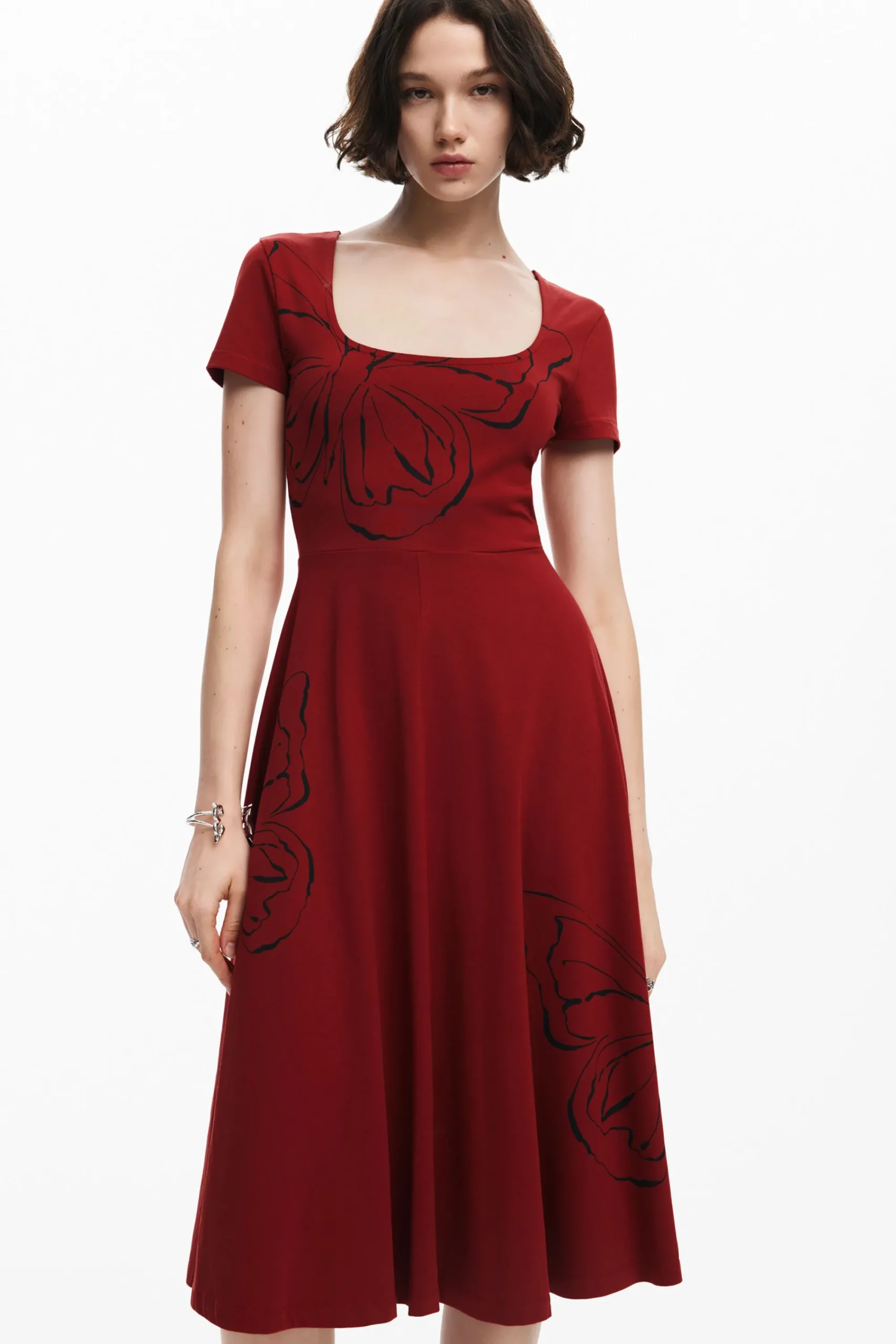 Vestidos E Macacões<Desigual Vestido midi com borboletas