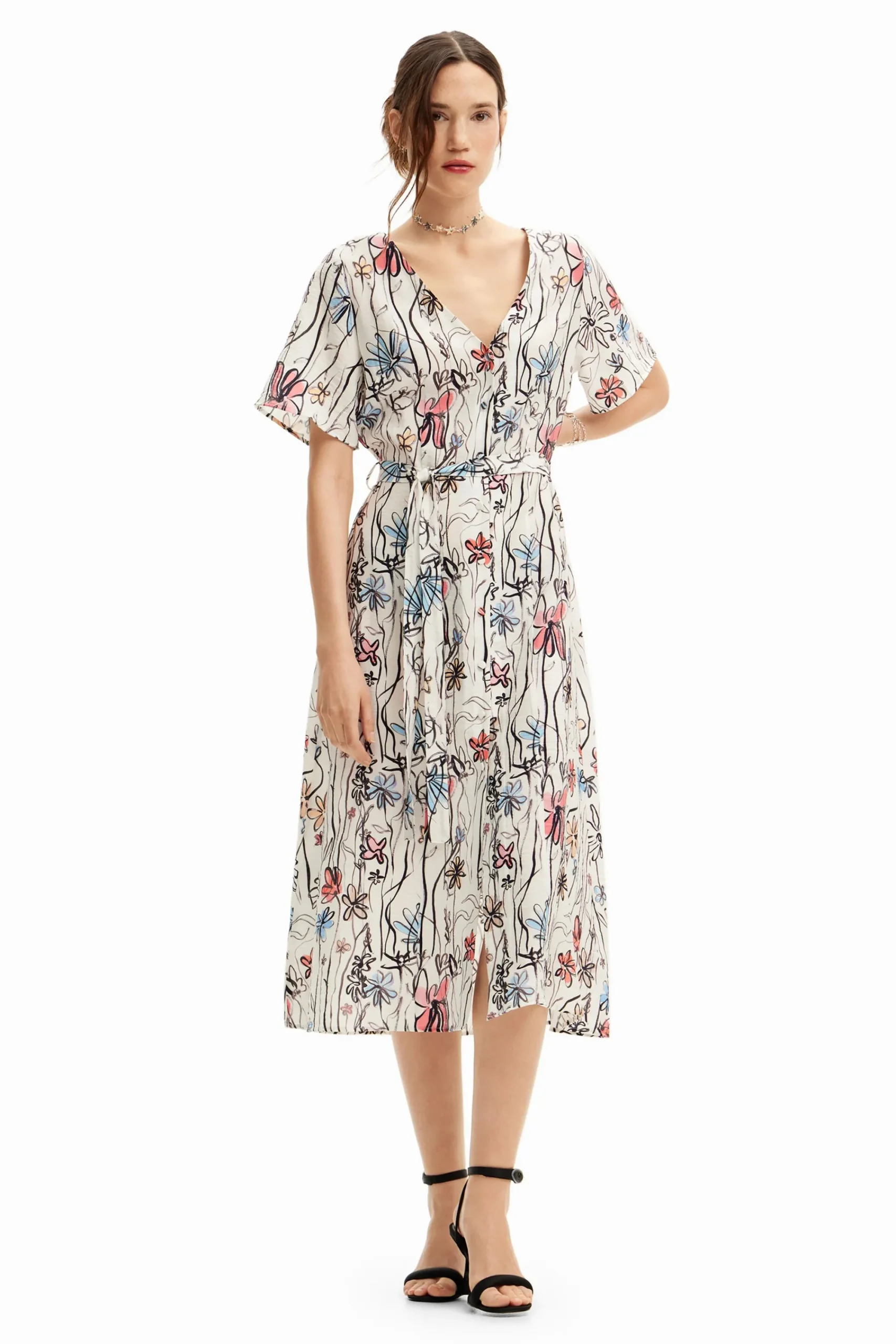 Vestidos E Macacões<Desigual Vestido midi de flores