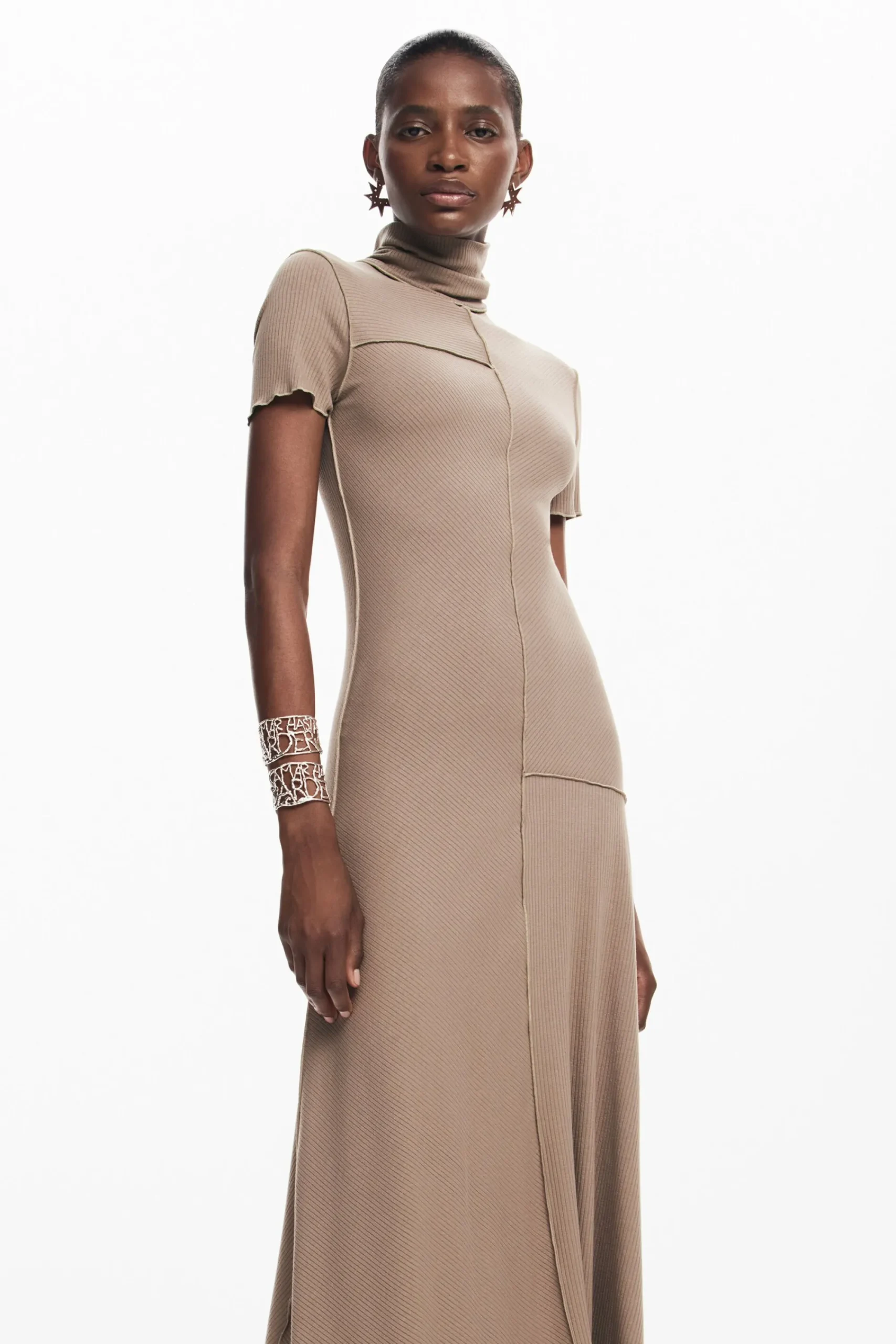Vestidos E Macacões<Desigual Vestido midi de gola alta