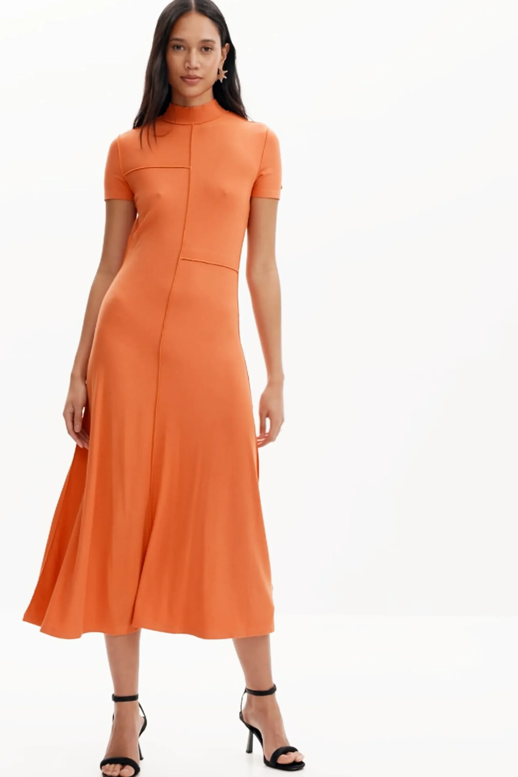 Vestidos E Macacões<Desigual Vestido midi de gola alta