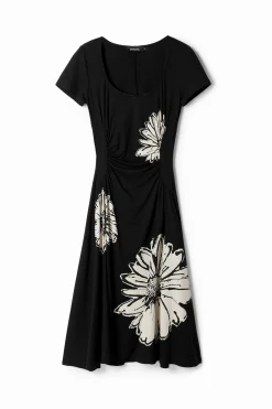 Vestidos E Macacões<Desigual Vestido midi de manga curta com decote e margaridas.