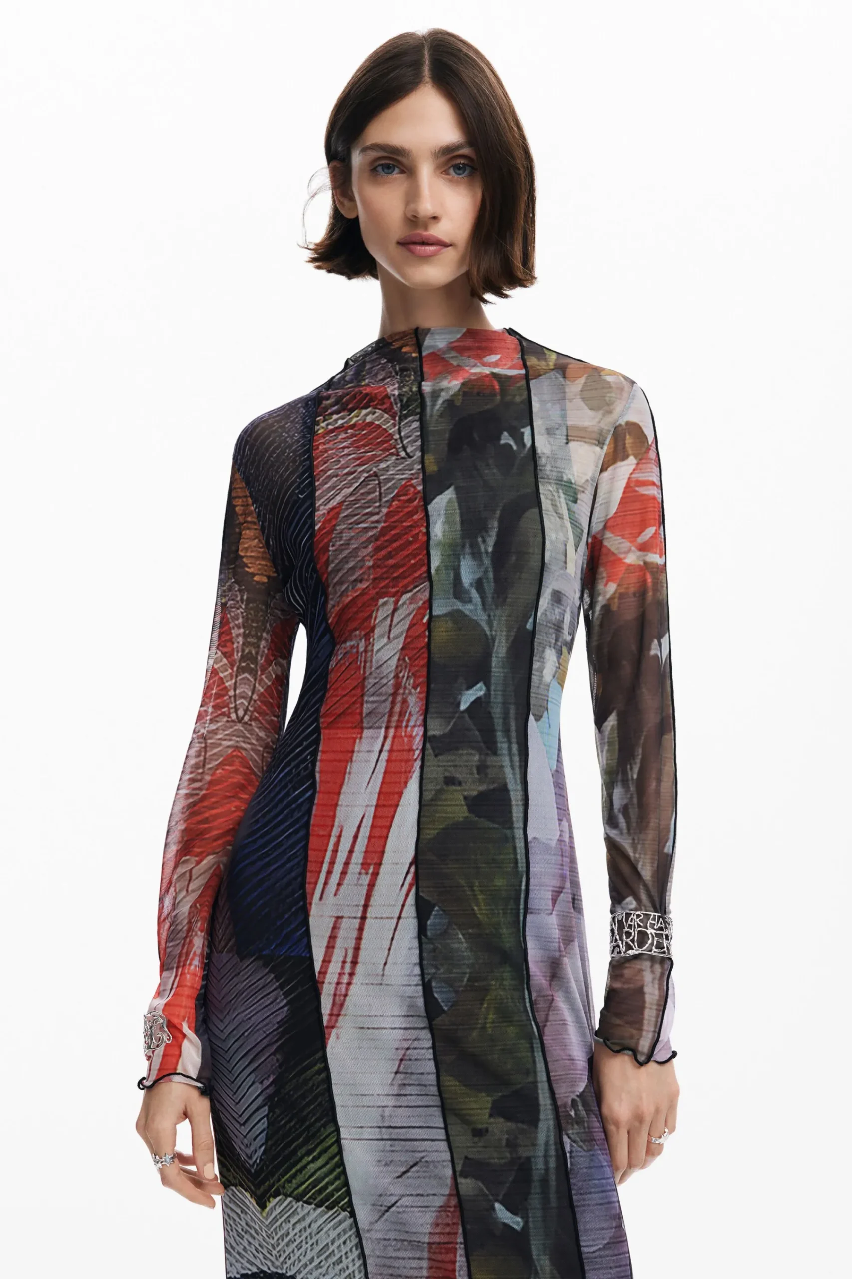 Vestidos E Macacões<Desigual Vestido midi de tul estampado
