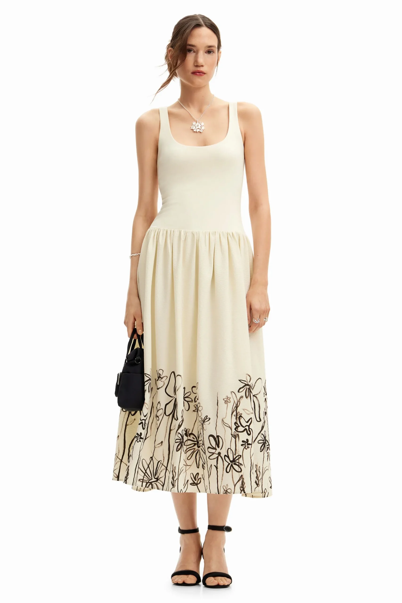 Vestidos E Macacões<Desigual Vestido midi evasê flores